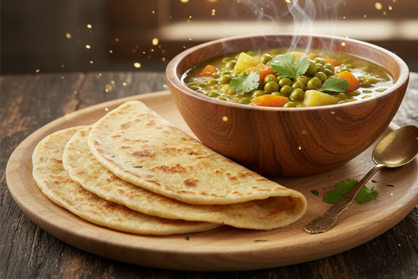 Chapati with Peas Stew